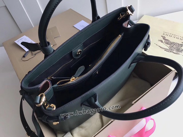 Burberry專門店新款中號綠色托特包 巴寶莉粒面小牛皮女士手提肩背包 yxb1011